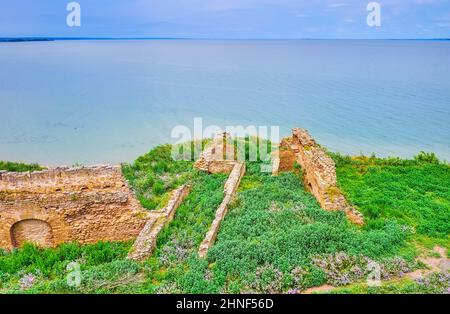 The ruins of Akkerman Fortress on the bank of Dniester River, Bilhorod-Dnistrovskyi, Ukraine Stock Photo