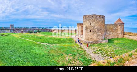 BILHOROD, UKRAINE - JUNE 19, 2021: Panorama of Akkerman Fortress and Dniester River, on June 19 in Bilhorod Stock Photo