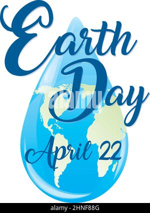 Earth Day Water Droplet April 2022 Stock Vector