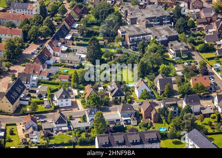 Aerial view, Seniorenzentrum Bönen in a housing estate in Borgholz, Bönen, Ruhr area, North Rhine-Westphalia, Germany, old people's home, old people's Stock Photo
