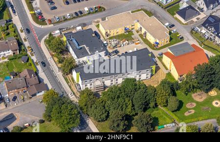 Aerial view, Alloheim Seniors' Residence Bönen Königsborn in Altenbögge, Bönen, Ruhr area, North Rhine-Westphalia, Germany, old people's home, old peo Stock Photo