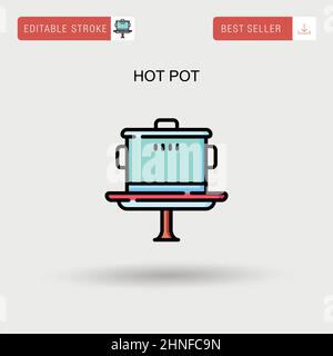 Hot pot food vector icon symbol isolated on white background Stock ...