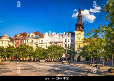 Masaryk Square in historical centre of Ostrava town, Czech Republic, Europe. Stock Photo