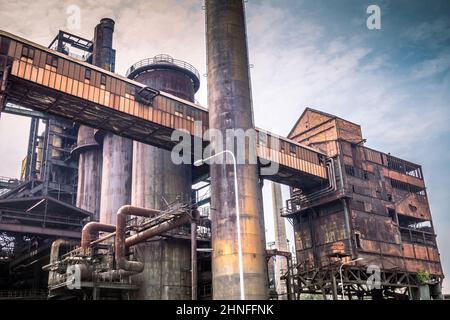 Industrial architecture of ironworks in Lower Vitkovice, Ostrava town, Czech Republic, Europe. Stock Photo