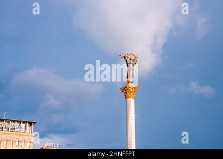 Independence Monument on the Maidan Nezalezhnosti square Stock Photo