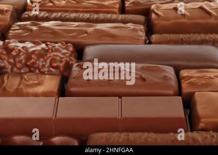 Different kind of Chocolate bars background close-up Stock Photo - Alamy