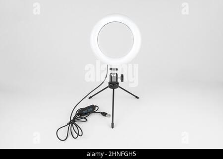 Close-up of a light ring for blogging, selfie or portrait photo Stock Photo