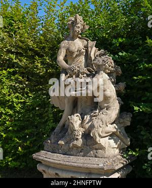 Sandstone sculpture, rococo garden, castle, Veitshoechheim, Bavaria, Germany Stock Photo