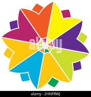 Colorful sacred geometry illustration, icon. Abstract lotus, flower, petal composition - stock vector illustration, clip-art graphics Stock Vector
