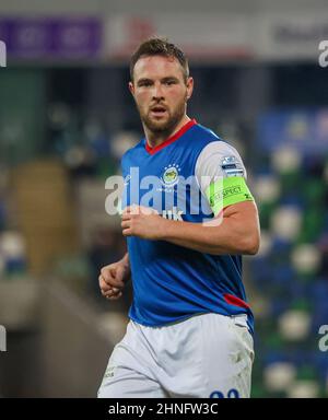 Windsor Park, Belfast, Northern Ireland,  UK. 08 Feb 2022. Danske Bank Premiership – Linfield (blue) v Larne.  Linfield player and captain Jamie Mulgrew. Stock Photo