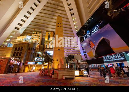 Las Vegas, AUG 6 2015 - Interior view of the Luxor Hotel and Casino Stock Photo