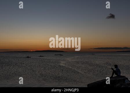 Pintuyan views and sunset Stock Photo