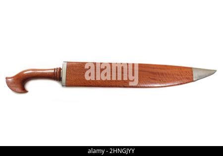 Filipino Fighting Sword and Sheath Isolated on White Background Stock Photo