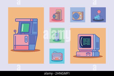 retro tech equipment Stock Vector