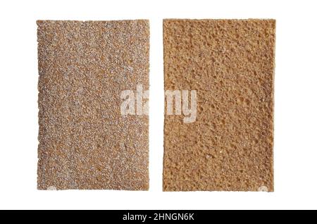 Crisps rye bread isolated on a white background close up, top view. Diet food Stock Photo