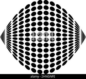 Circle mosaic, grid, mesh with distort, deform effect - stock vector illustration, clip-art graphics Stock Vector