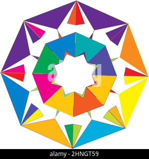 Colorful geometric abstract icon, symbol motif and mandala - stock vector illustration, clip-art graphics Stock Vector