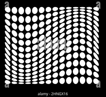 Circle mosaic, grid, mesh with distort, deform effect - stock vector illustration, clip-art graphics Stock Vector