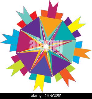 Colorful geometric abstract icon, symbol motif and mandala - stock vector illustration, clip-art graphics Stock Vector