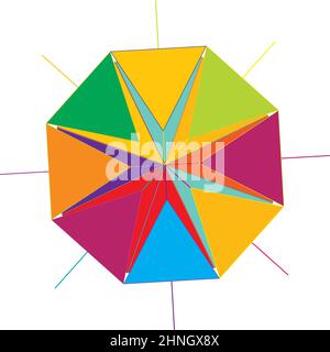 Colorful geometric abstract icon, symbol motif and mandala - stock vector illustration, clip-art graphics Stock Vector