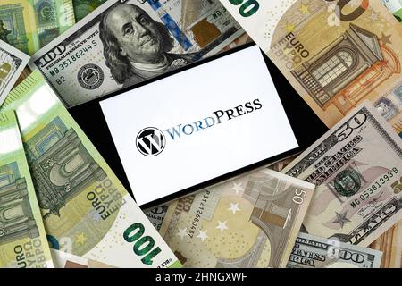 WordPress editorial. Illustrative photo for news about WordPress - a free and open-source content management system (CMS) Stock Photo