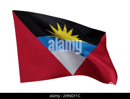 3d illustration flag of Antigua and Barbuda. Antigua and Barbuda high resolution flag isolated against white background. 3d rendering Stock Photo