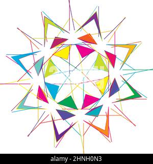 Colorful geometric abstract icon, symbol motif and mandala - stock vector illustration, clip-art graphics Stock Vector