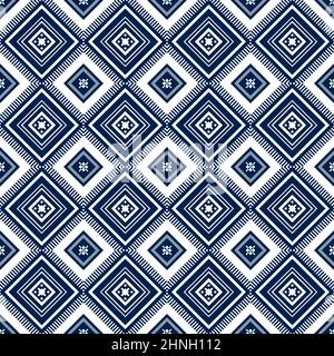 Navy Indigo Blue Diamond on White background. Geometric ethnic oriental ...