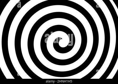Black and white optical spiral illusion, Swirl effect, Spiral vortex for hypnotic effect Stock Photo