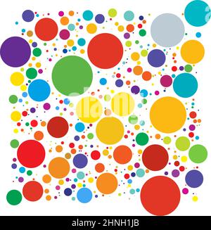 Colorful random, diffuse circles, dots pattern. Scattered speckles, polka dots - stock vector illustration, clip-art graphics Stock Vector