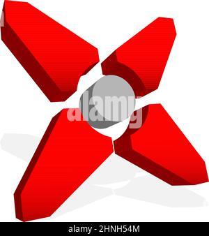 Red X sign, shape, letter. Crosshair, target mark, reticle concept icon - stock vector illustration, clip-art graphics Stock Vector