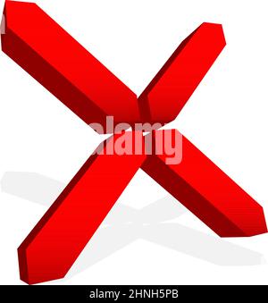 Red X sign, shape, letter. Crosshair, target mark, reticle concept icon - stock vector illustration, clip-art graphics Stock Vector