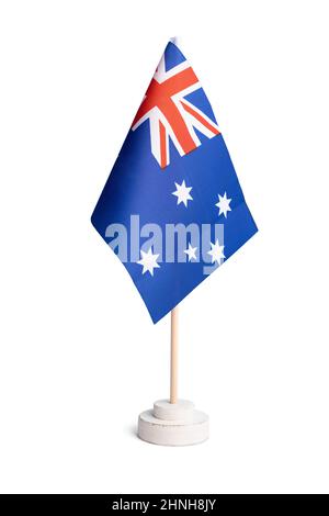 Small table flag of Australia isolated on white background Stock Photo