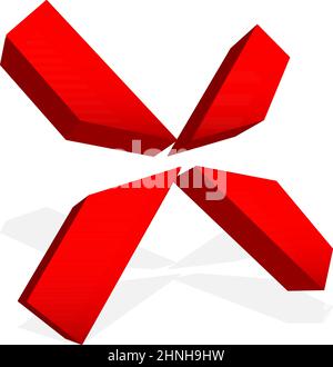 Red X sign, shape, letter. Crosshair, target mark, reticle concept icon - stock vector illustration, clip-art graphics Stock Vector