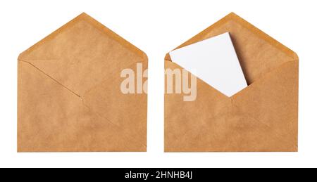 Brown craft envelope isolated on white background Stock Photo