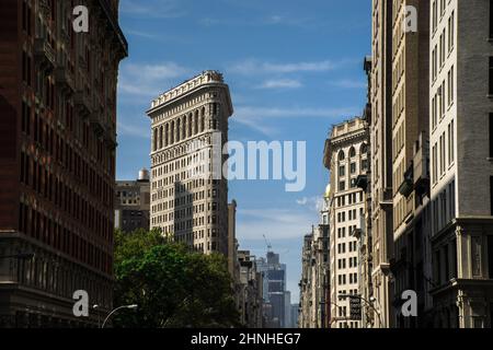 New York, USA - august 8th 2016  famous Flatiron Building on the background, New York City, USA Stock Photo