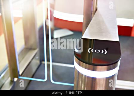Modern baffle gate or turnstile Stock Photo