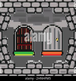 video game level pixel Stock Vector