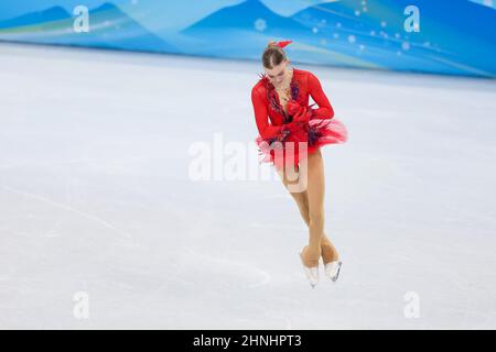 Beijing, China. 17th Feb, 2022. BEIJING, CHINA - FEBRUARY 17: Alexandra Feigin of Bulgaria competing in the Women's Single Skating Free Skating event during the Beijing 2022 Olympic Games at the Capital Indoor Stadium on February 17, 2022 in Beijing, China (Photo by Iris van den Broek/Orange Pictures) NOCNSF Credit: Orange Pics BV/Alamy Live News Stock Photo