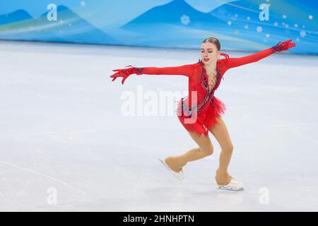 Beijing, China. 17th Feb, 2022. BEIJING, CHINA - FEBRUARY 17: Alexandra Feigin of Bulgaria competing in the Women's Single Skating Free Skating event during the Beijing 2022 Olympic Games at the Capital Indoor Stadium on February 17, 2022 in Beijing, China (Photo by Iris van den Broek/Orange Pictures) NOCNSF Credit: Orange Pics BV/Alamy Live News Stock Photo