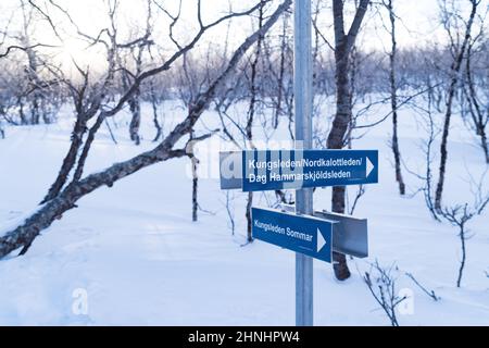 Hiking Kungsleden trail between Abisko and Nikkaluokta, Swedish Lapland ...