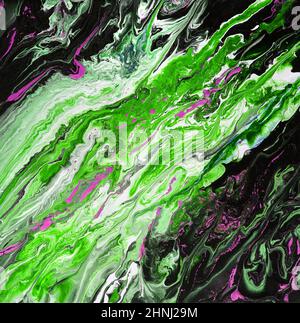 Modern marbled liquid acrylic paint flowing texture, creative contemporary background Stock Photo