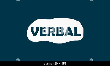 word VERBAL written on paper and blue background Stock Photo