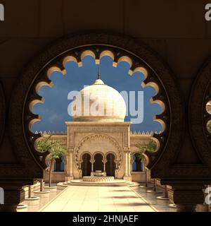 3d illustration of a fantasy place with arabic oder indian building Stock Photo