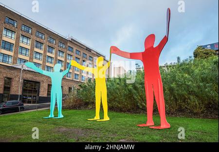 Hope Triptych (COP26 legacy) sculpture by Steuart Padwick at Strathclyde University Glasgow Scotland Stock Photo