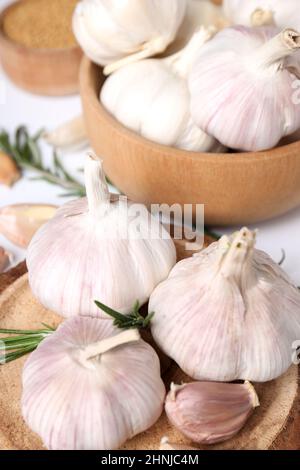 Ingredients for cooking garlic sauce, close up Stock Photo