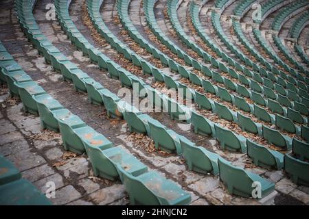 Rows of seats in a theater open air Stock Photo
