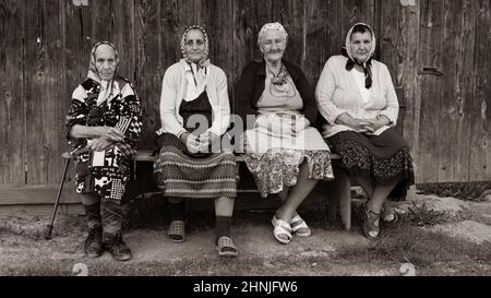 Senior women in a village in romania Stock Photo