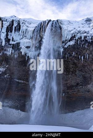 waterfall at Seljalandsfoss, Vatnajokull National Park, south east Iceland Stock Photo