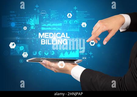 Close-up of a touchscreen with medical inscription Stock Photo